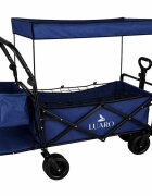 Ikonka Carucior pliabil de transport universal Bleumarin XL cu copertina roti PVC pana la 120 kg maner reglabil cadru otel tubular