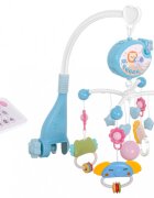 Ikonka Carusel muzical pentru patut copii cu proiector telecomanda rotire 360 grade 40 de melodii distincte blue