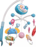 Ikonka Carusel muzical pentru patut copii cu proiector telecomanda rotire 360 grade 40 de melodii distincte blue