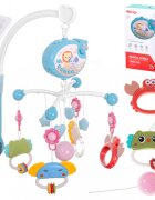 Ikonka Carusel muzical pentru patut copii cu proiector telecomanda rotire 360 grade 40 de melodii distincte blue