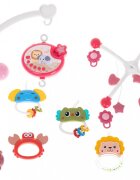 Ikonka Carusel muzical pentru patut copii cu proiector telecomanda rotire 360 grade 40 de melodii distincte Pink