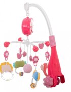 Ikonka Carusel muzical pentru patut copii cu proiector telecomanda rotire 360 grade 40 de melodii distincte Pink