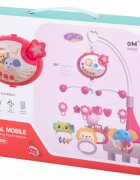 Ikonka Carusel muzical pentru patut copii cu proiector telecomanda rotire 360 grade 40 de melodii distincte Pink