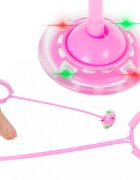 Ikonka Coarda moderna de sarit pe picior pentru copii Hula Hoop cu iluminare led pink
