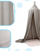 Ikonka Cort baldachin pentru copii suspendat multifunctional pentru patut copii loc de joaca lungime 290 cm diametru cadru 70 cm Grey