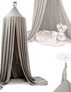 Ikonka Cort baldachin pentru copii suspendat multifunctional pentru patut copii loc de joaca lungime 290 cm diametru cadru 70 cm Grey
