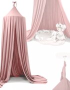 Ikonka Cort baldachin pentru copii suspendat multifunctional pentru patut copii loc de joaca lungime 290 cm diametru cadru 70 cm Light Pink