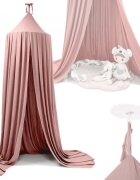 Ikonka Cort baldachin pentru copii suspendat multifunctional pentru patut copii loc de joaca lungime 290 cm diametru cadru 70 cm pink