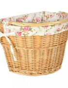 Ikonka Cos pentru bicicleta impletit din rachita prevazut cu maner de transport detasabil dimensiune 26 x 23 cm Flowers