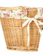 Ikonka Cos pentru bicicleta impletit din rachita prevazut cu maner de transport detasabil dimensiune 26 x 23 cm Flowers