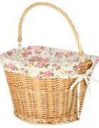 Ikonka Cos pentru bicicleta impletit din rachita prevazut cu maner de transport detasabil dimensiune 26 x 23 cm Flowers