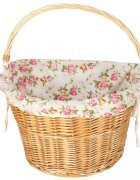 Ikonka Cos pentru bicicleta impletit din rachita prevazut cu maner de transport detasabil dimensiune 26 x 23 cm Flowers