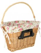 Ikonka Cos pentru bicicleta impletit din rachita prevazut cu maner de transport detasabil dimensiune 26 x 23 cm Flowers