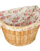 Ikonka Cos pentru bicicleta impletit din rachita prevazut cu maner de transport detasabil dimensiune 26 x 23 cm Flowers