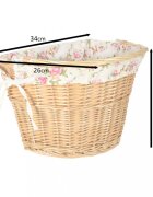 Ikonka Cos pentru bicicleta impletit din rachita prevazut cu maner de transport detasabil dimensiune 26 x 23 cm Flowers