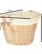 Ikonka Cos pentru bicicleta impletit din rachita prevazut cu maner de transport detasabil dimensiune 26 x 23 cm White