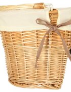 Ikonka Cos pentru bicicleta impletit din rachita prevazut cu maner de transport detasabil dimensiune 26 x 23 cm White