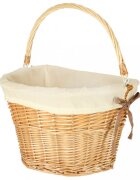 Ikonka Cos pentru bicicleta impletit din rachita prevazut cu maner de transport detasabil dimensiune 26 x 23 cm White
