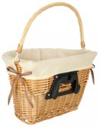 Ikonka Cos pentru bicicleta impletit din rachita prevazut cu maner de transport detasabil dimensiune 26 x 23 cm White