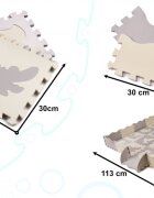 Ikonka Covor puzzle pentru copii cu forme detasabile 3D impermeabil din spuma EVA amortizeaza caderile cu 36 piese dimesiune 143 x 143 cm GriEcru