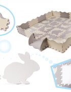 Ikonka Covor puzzle pentru copii cu forme detasabile 3D impermeabil din spuma EVA amortizeaza caderile cu 36 piese dimesiune 143 x 143 cm GriEcru