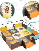 Ikonka Covor tip puzzle pentru copii din spuma EVA flexibila cu 25 piese in husa cu fermoar dimensiune 114 x 1 x 114 cm Cute Animals