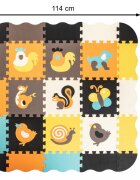 Ikonka Covor tip puzzle pentru copii din spuma EVA flexibila cu 25 piese in husa cu fermoar dimensiune 114 x 1 x 114 cm Cute Animals
