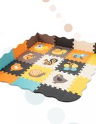 Ikonka Covor tip puzzle pentru copii din spuma EVA flexibila cu 25 piese in husa cu fermoar dimensiune 114 x 1 x 114 cm Cute Animals