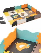 Ikonka Covor tip puzzle pentru copii din spuma EVA flexibila cu 25 piese in husa cu fermoar dimensiune 114 x 1 x 114 cm Cute Animals