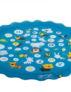 Ikonka Covoras de joaca cu apa pentru copii Fantana din gradina Blue Alfabet 170cm