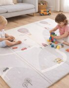 Ikonka Covoras de joaca pliabil cu doua fete Balloons Street 150 x 200 cm din spuma XPE structura antiderapanta husa de transport inclusa protectie impotriva loviturilor potrivit pentru interior si exterior