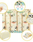 Ikonka Covoras de joaca pliabil cu doua fete pentru copii Panda Street realizat din spuma xpe dimensiune 180 x 200 cm protectie impotriva loviturilor potrivit pentru interior si exterior