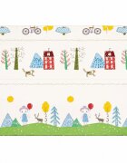 Ikonka Covoras de joaca pliabil cu doua fete Teddy Bears Trees 150 x 200 cm din spuma XPE structura antiderapanta husa de transport inclusa protectie impotriva loviturilor potrivit pentru interior si exterior