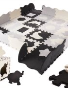 Ikonka Covoras puzzle din spuma cu 36 piese Negru-Gri-Ecru