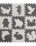Ikonka Covoras puzzle din spuma cu 9 elemente 85x85cm Ecru Gri