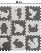 Ikonka Covoras puzzle din spuma cu 9 elemente 85x85cm Ecru Gri
