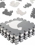 Ikonka Covoras puzzle din spuma cu 9 elemente 85x85cm Ecru Gri