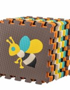 Ikonka Covoras puzzle din spuma pentru copii Cute Animals compus din 9 piese in husa cu fermoar