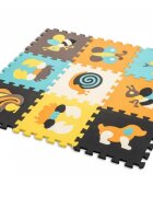 Ikonka Covoras puzzle din spuma pentru copii Cute Animals compus din 9 piese in husa cu fermoar