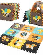 Ikonka Covoras puzzle din spuma pentru copii Cute Animals compus din 9 piese in husa cu fermoar