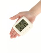 Ikonka Higrometru de uz casnic cu functie de Termometru si Ceas afisaj LCD dimensiune 8.5 x 7.8 x 2.8 cm