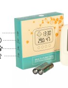 Ikonka Higrometru de uz casnic cu functie de Termometru si Ceas afisaj LCD dimensiune 8.5 x 7.8 x 2.8 cm