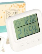 Ikonka Higrometru de uz casnic cu functie de Termometru si Ceas afisaj LCD dimensiune 8.5 x 7.8 x 2.8 cm