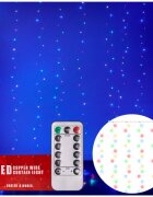 Ikonka Instalatie tip perdea cu fir din cupru cu telecomanda si 300 LED-uri Multicolore 3x3m