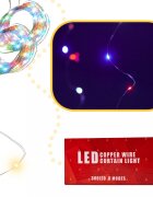 Ikonka Instalatie tip perdea cu fir din cupru cu telecomanda si 300 LED-uri Multicolore 3x3m