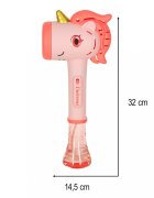 Ikonka Jucarie pentru baloane de sapun cu lumini si sunete dimensiune 32 x 14.5 cm Bubble Pink Unicorn