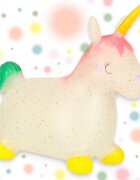Ikonka Jumper gonflabil pentru copii Unicorn din cauciuc moale si flexibil dimensiune 47 x 60 x 22cm cu pompa inclusa