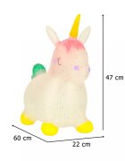 Ikonka Jumper gonflabil pentru copii Unicorn din cauciuc moale si flexibil dimensiune 47 x 60 x 22cm cu pompa inclusa