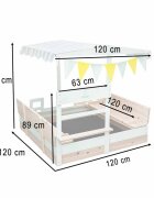 Ikonka Ladita de joaca din lemn pentru copii Lulilo Truck Sabliera tip Camion cu bancute integrate depozitare laterala si copertina reglabila 360 anti-UV