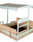 Ikonka Ladita de joaca din lemn pentru copii Lulilo Truck Sabliera tip Camion cu bancute integrate depozitare laterala si copertina reglabila 360 anti-UV
